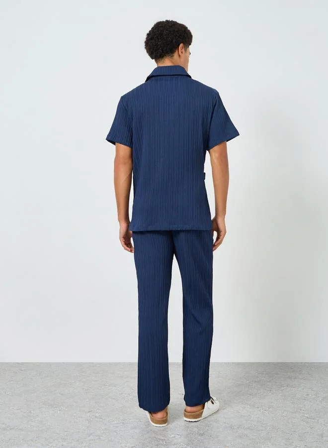 Take Two  Men Navy Blue Tie-Up Short Shirt and Pants Co-Ords for Men | Best Price UAE